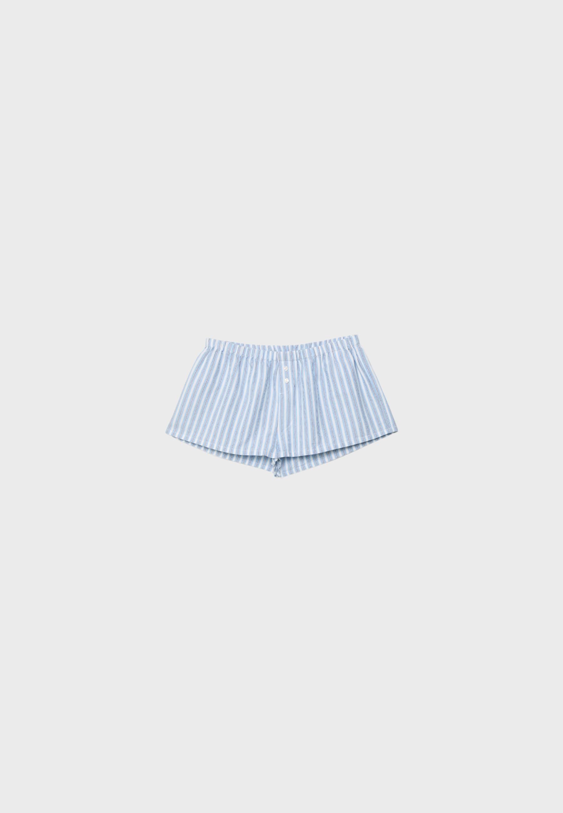 Striped button-detail shorts — Navy blue