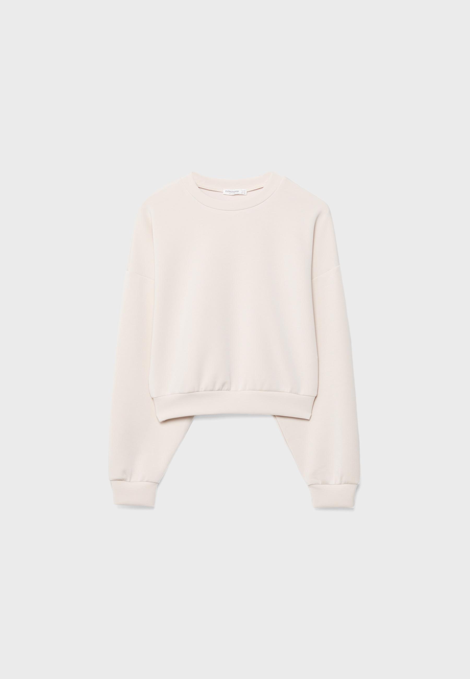 Soft-touch batwing sleeve sweatshirt — Stone