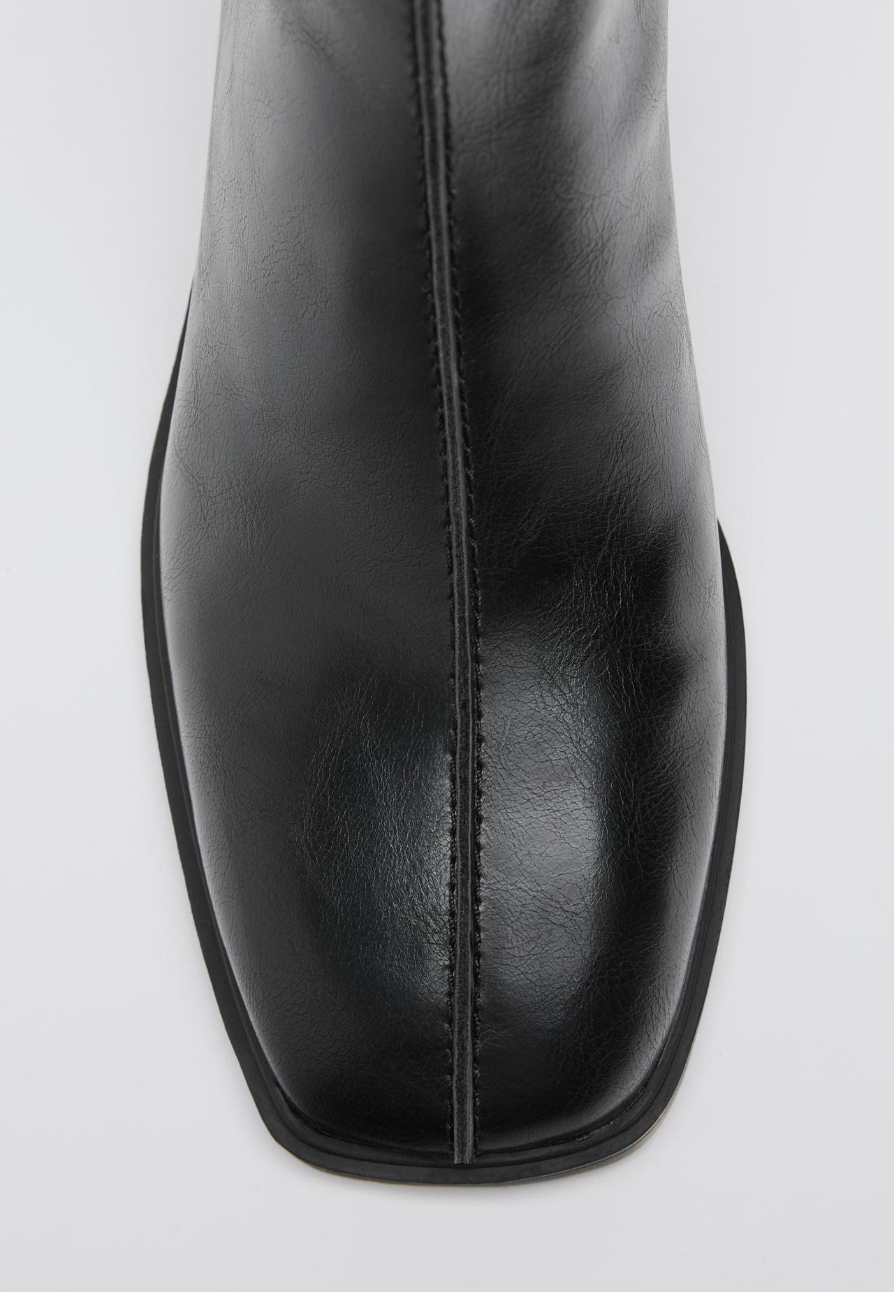 Flat leather effect ankle boots — BLACK