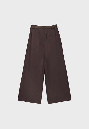 Maxi-darted trousers with belt — Brown 6