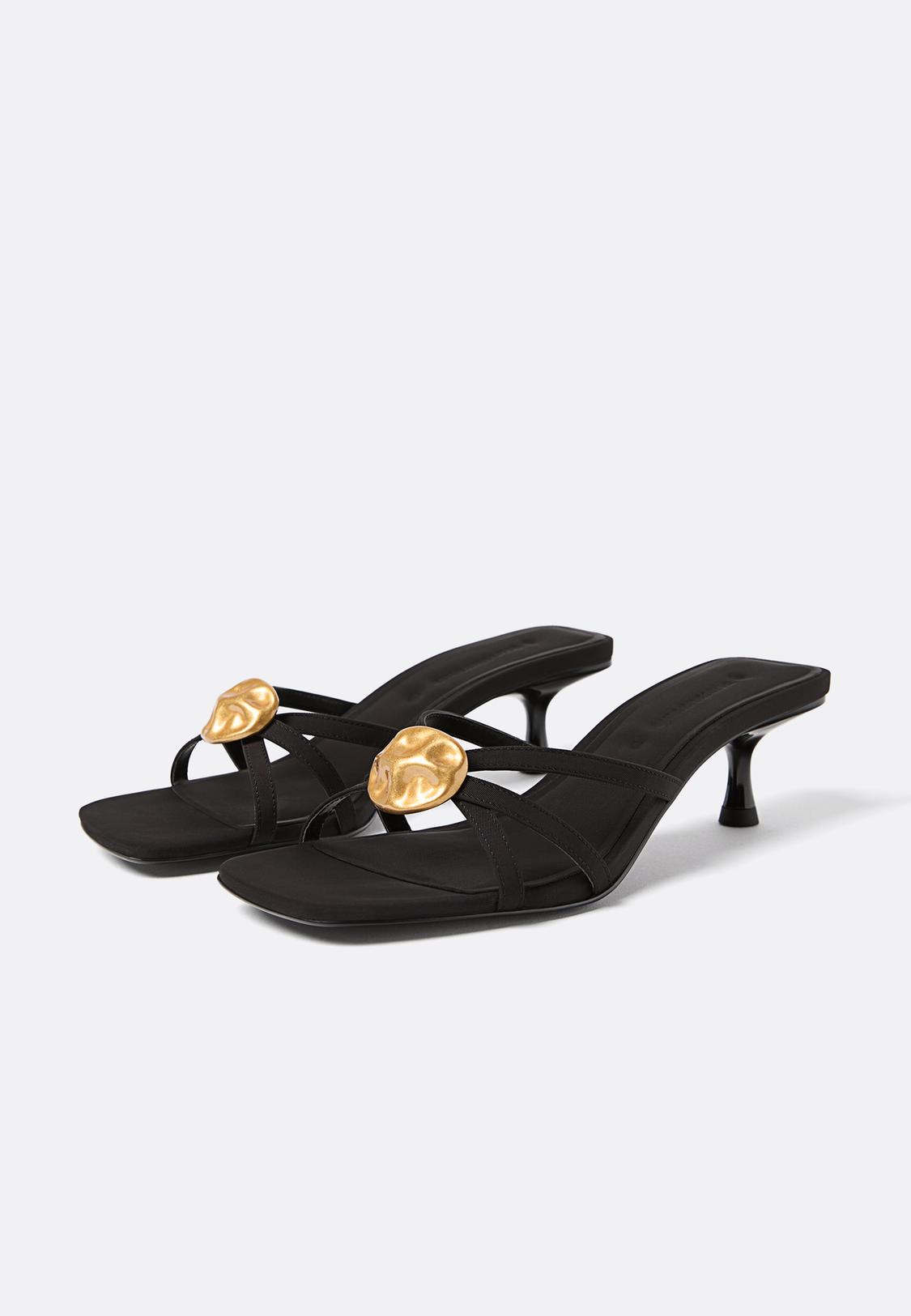 Rhinestone high-heel sandals