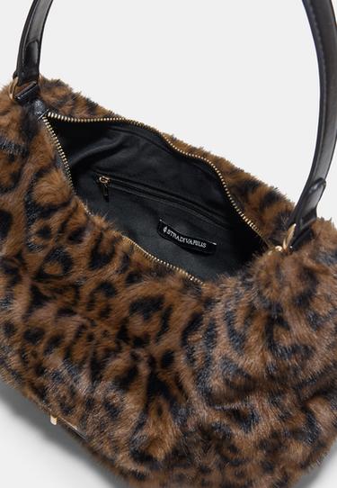 Faux fur pocket shoulder bag — Brown 5