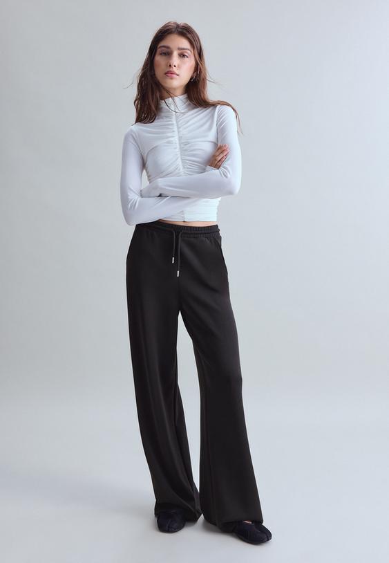 yumusak dokulu palazzo jogger pantolon