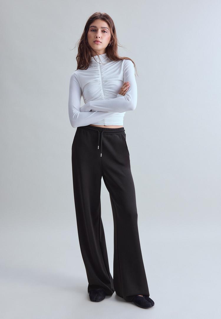 yumusak dokulu palazzo jogger pantolon