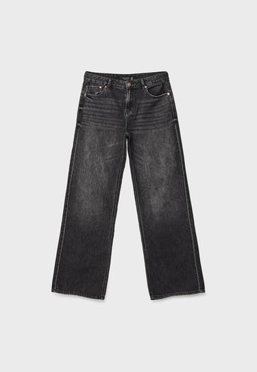 D91 low-rise wide-leg jeans — BLACK DENIM WASH 7