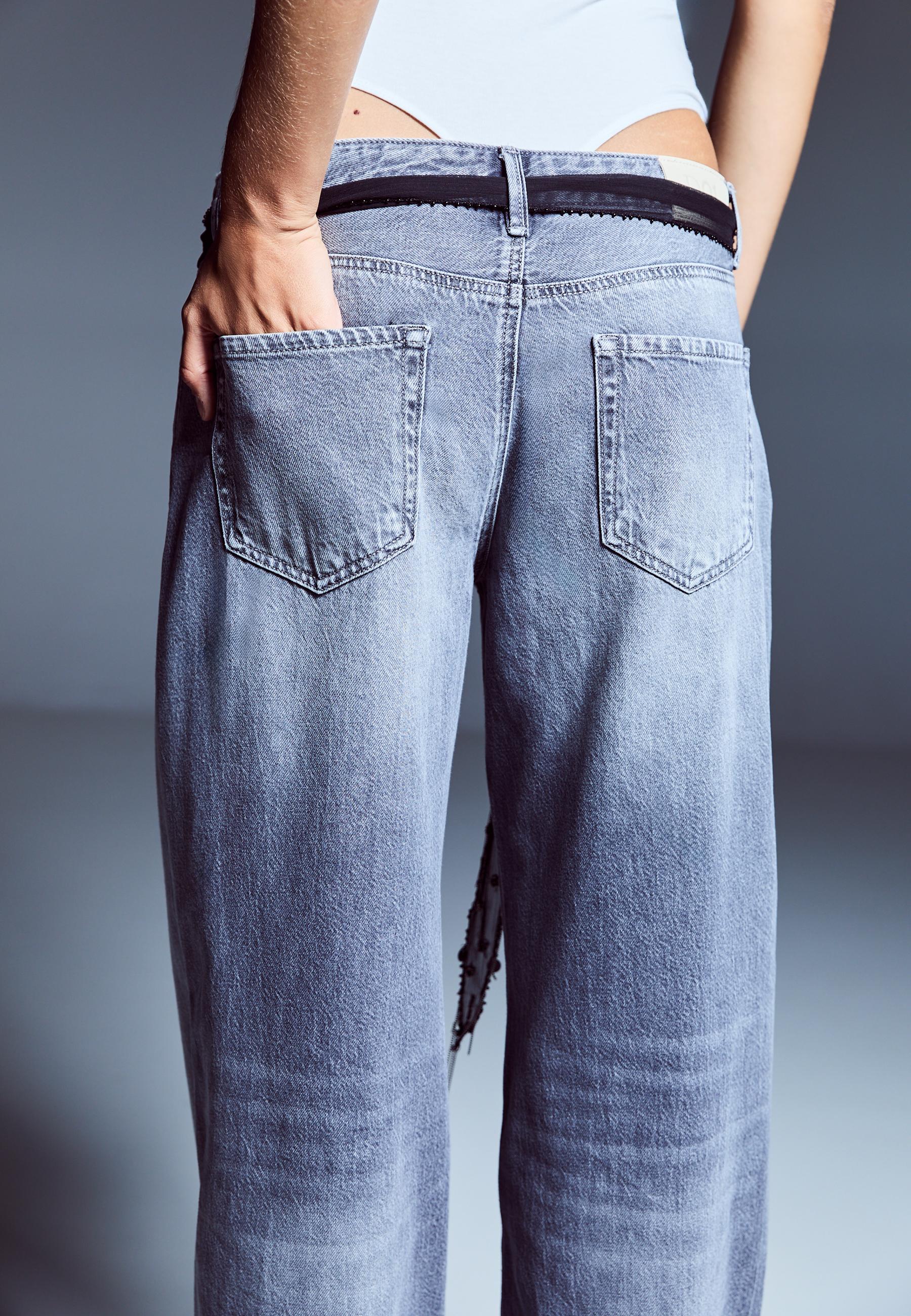 D91 Low wide-leg jeans — GREY DENIM WASH