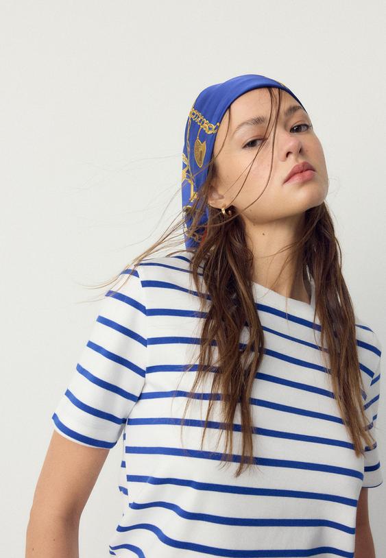 Stradivarius Chain Scarf Blue Os