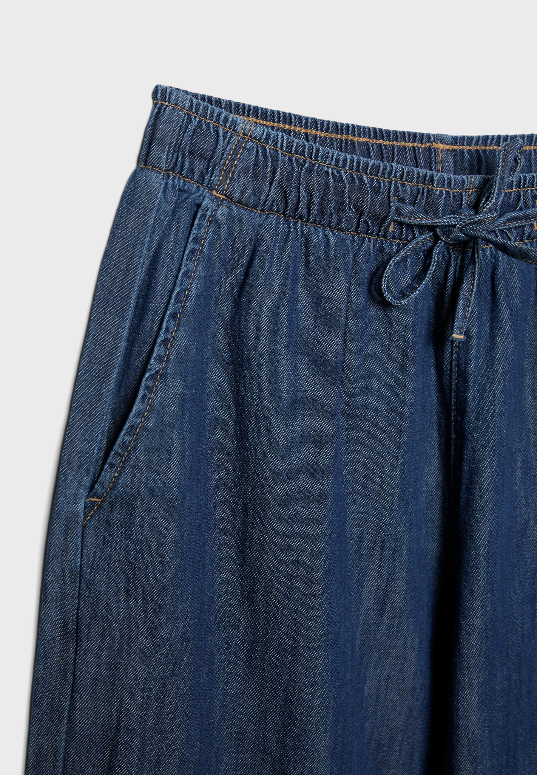 Flowy denim drawstring trousers — RINSE BLUE DENIM