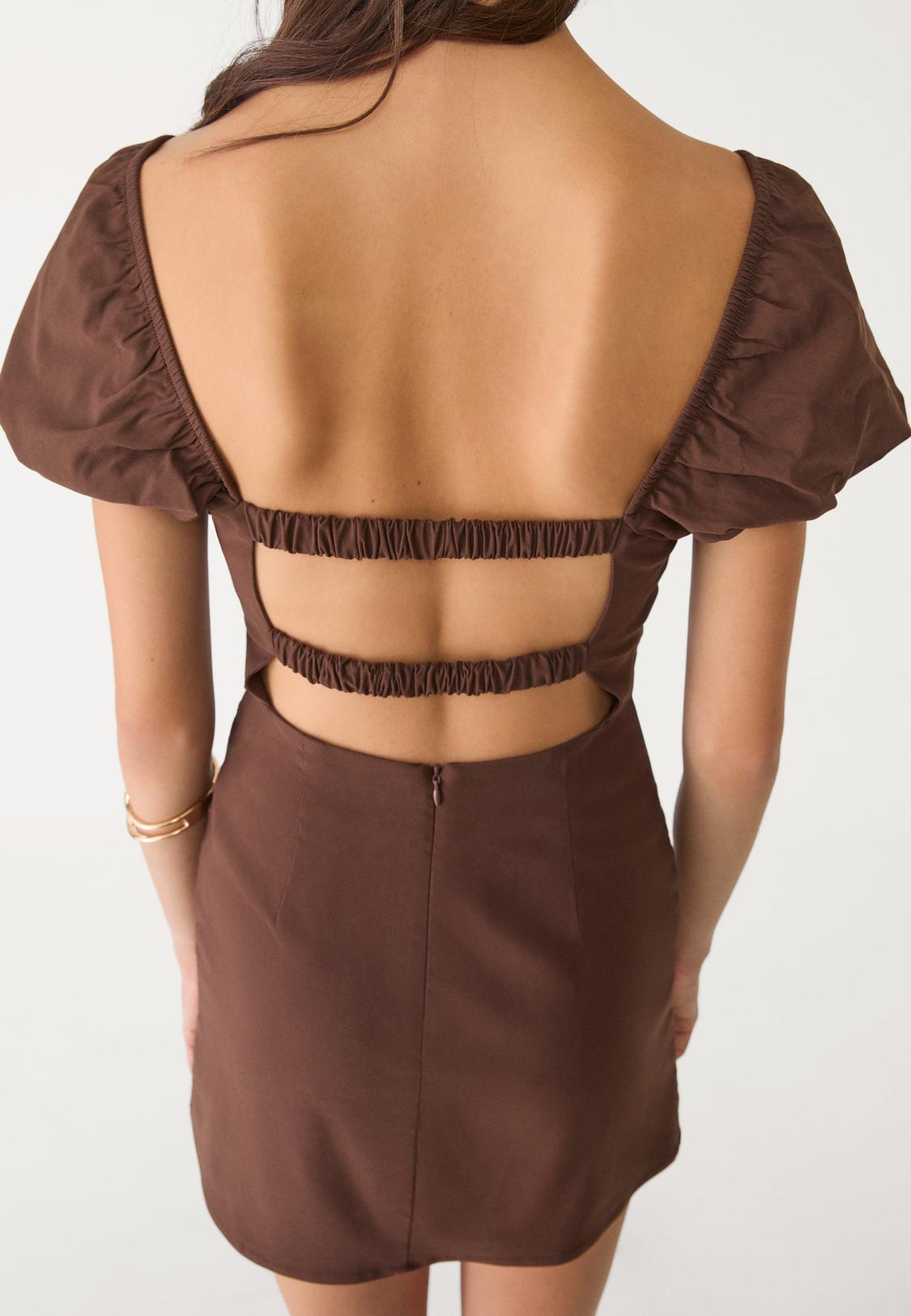 Short dress with open back - Women's fashion