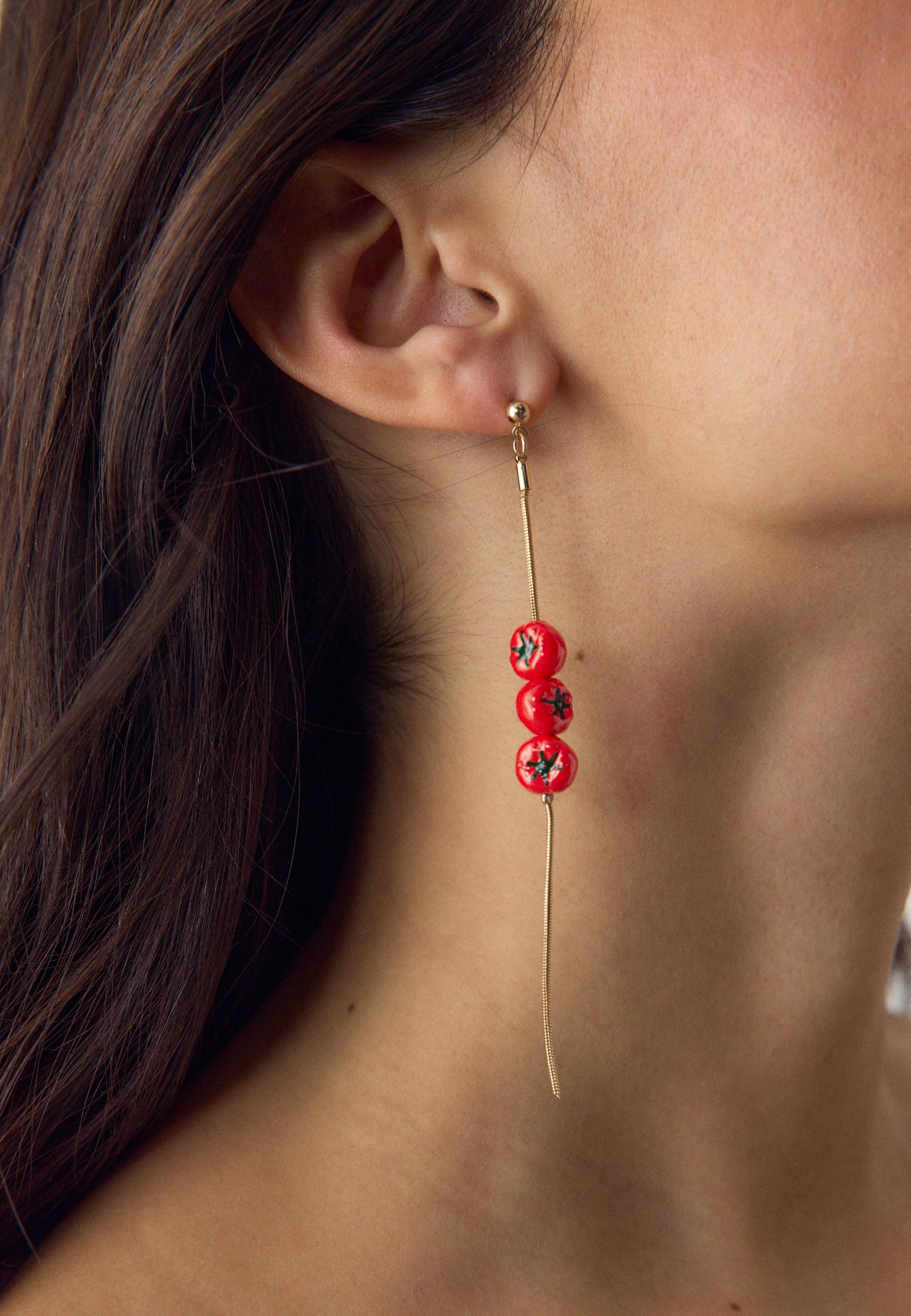 Tomato cascade earrings — Red