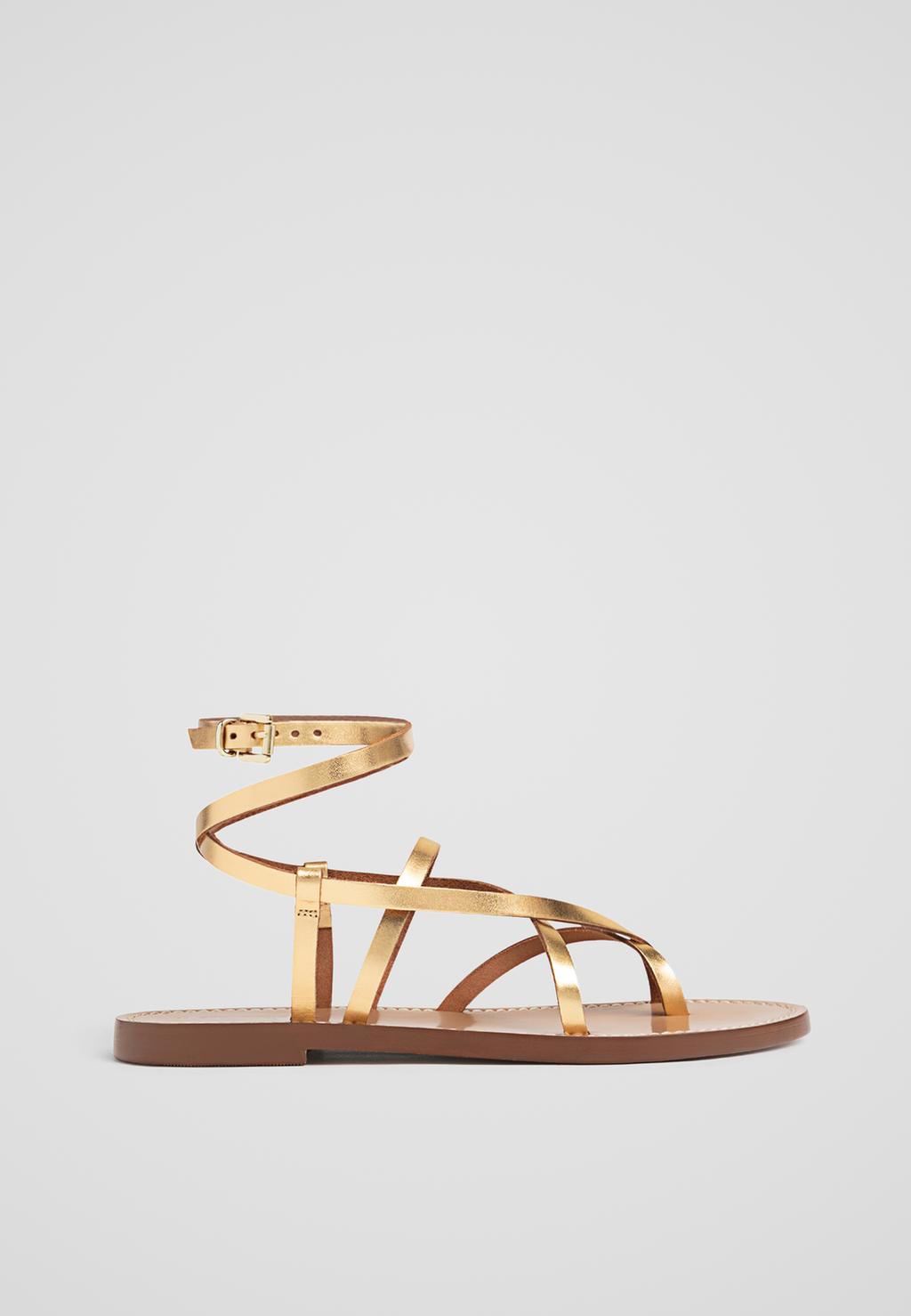 Flat strappy leather sandals