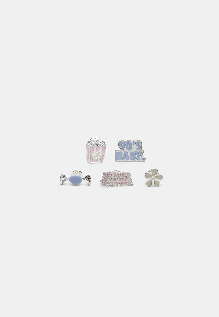 Stradivarius Set 5 Pin-Uri Asortate Anii '90 Roz Os