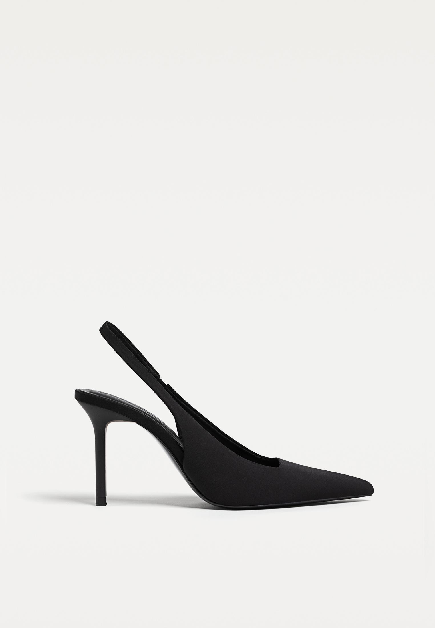 Escarpins Instinct De Mode - Tissu Noir Talons Argentés - Taille 38 - Occasion