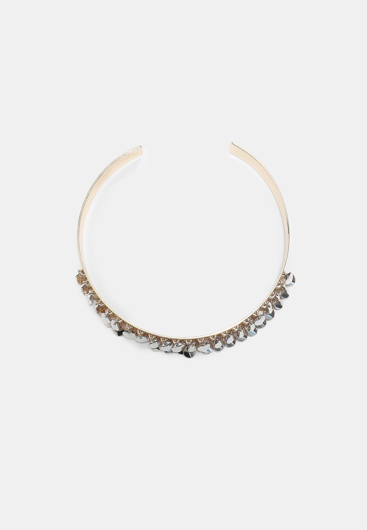 Small medallion choker necklace — Gold
