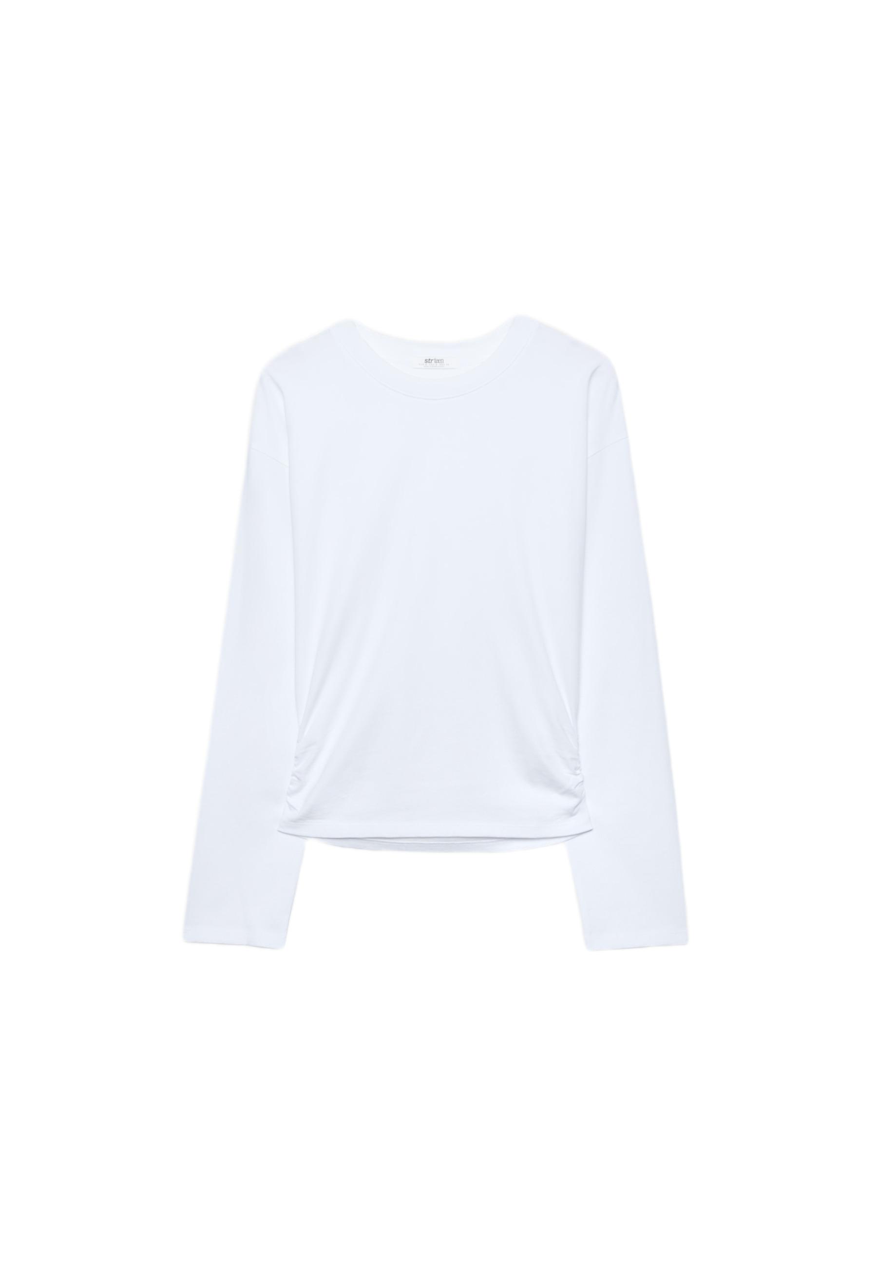 Long sleeve gathered T-shirt — White