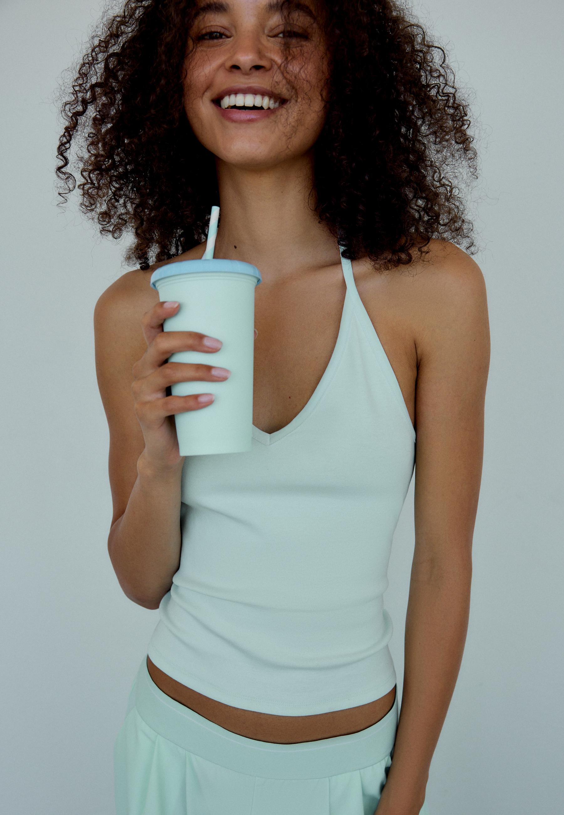Fitted halter top — Turquoise
