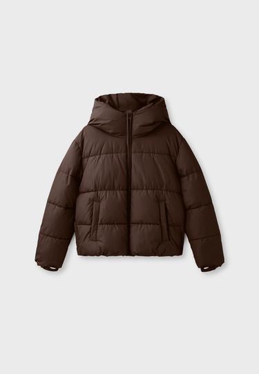 Basic hooded padded jacket — Brown 6