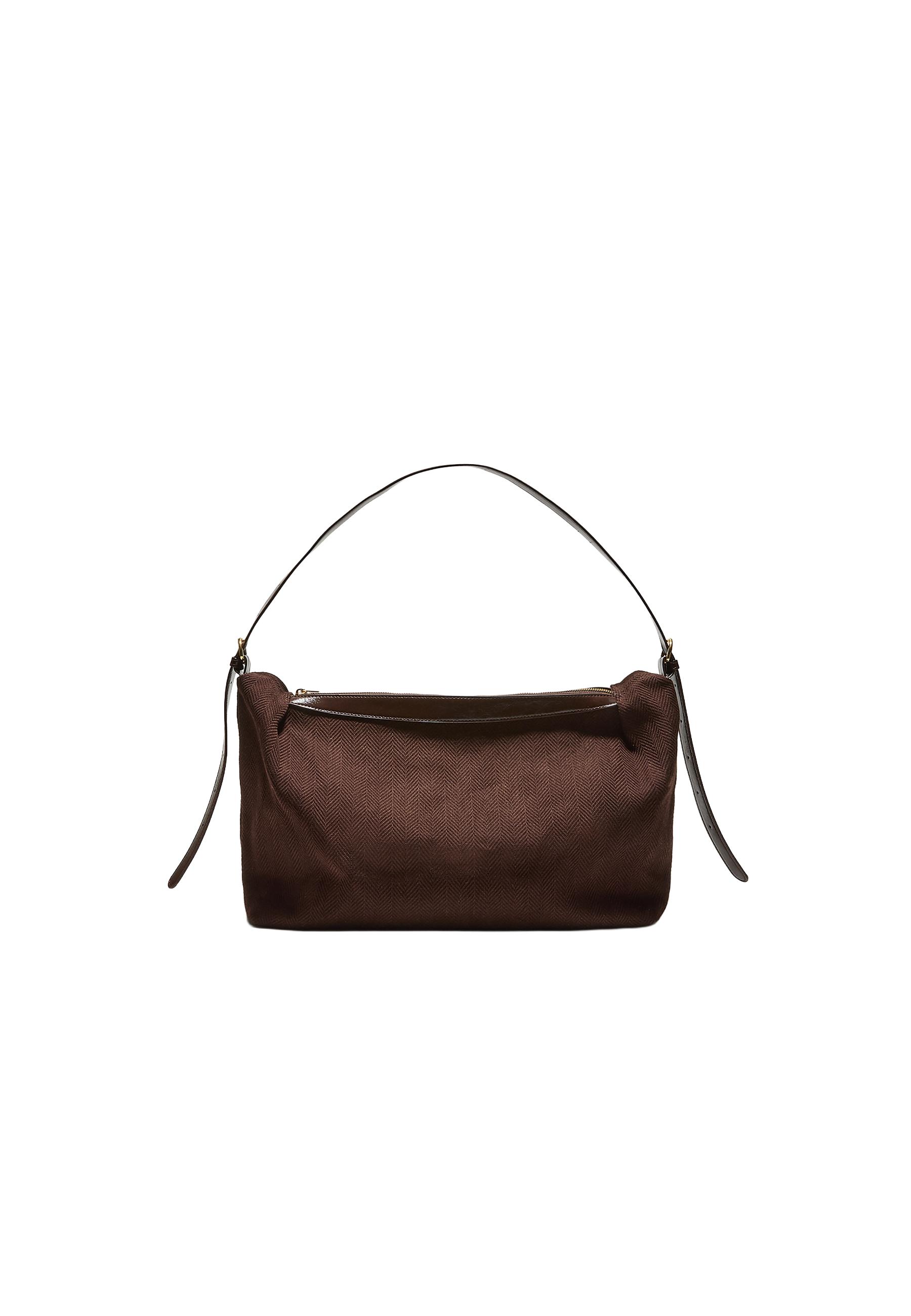 Contrast canvas shoulder bag — Brown