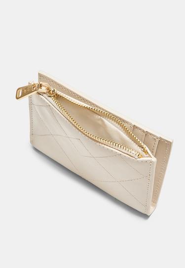 Stitched card holder purse — Ecru 2