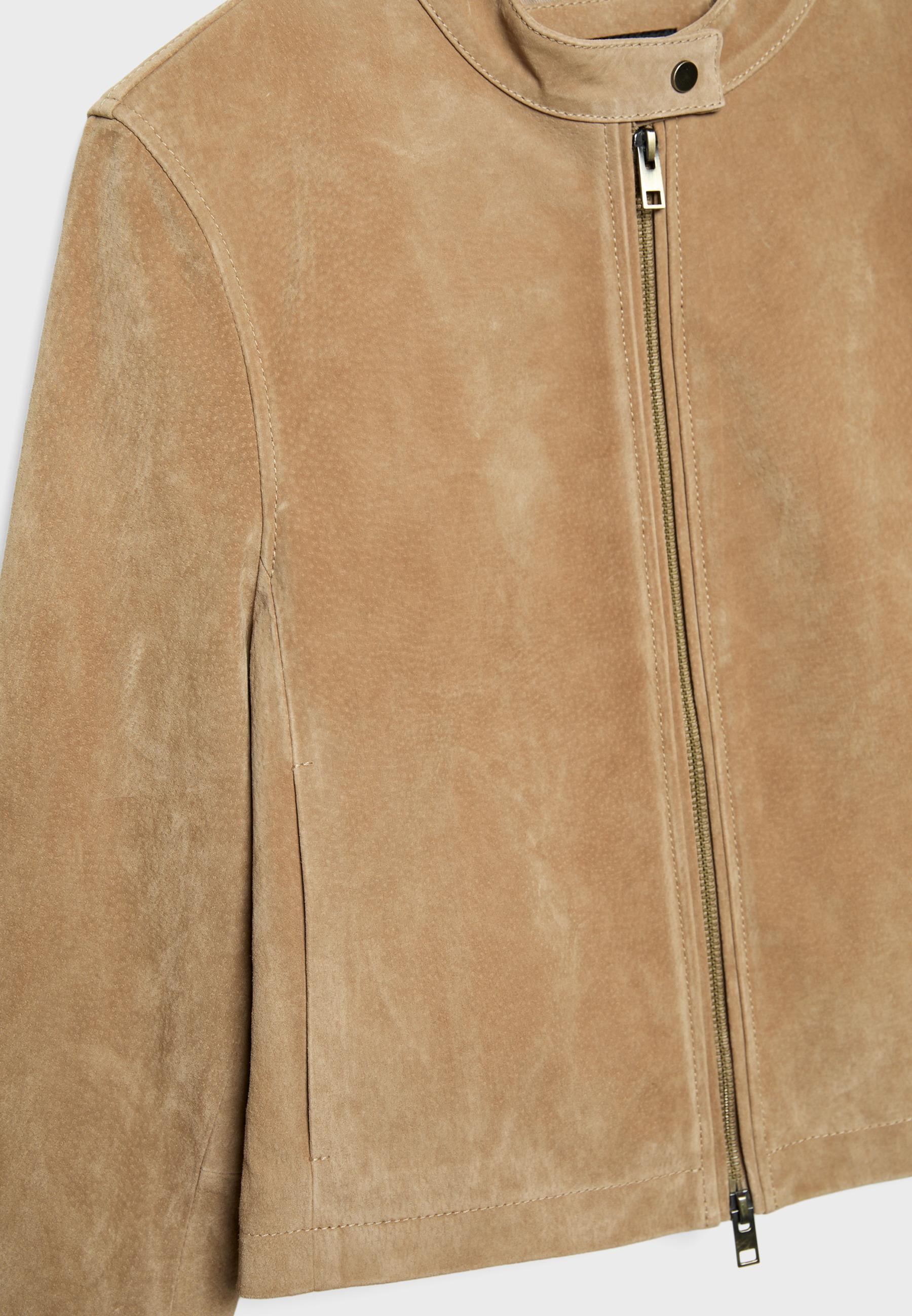 100% leather biker jacket — Stone