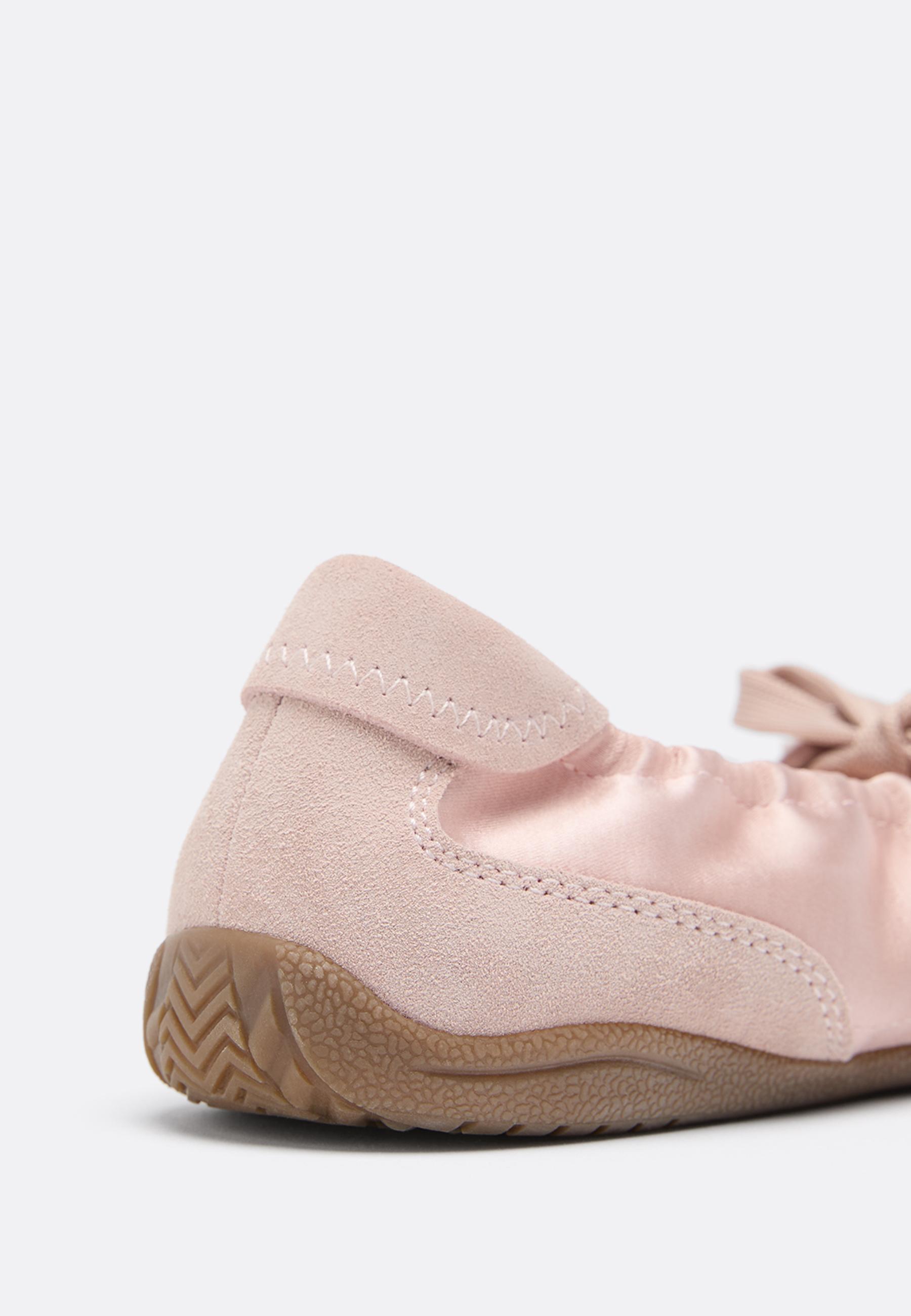 Sports ballet flats with leather details — PINK