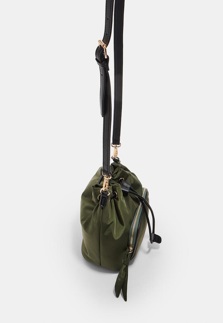fabric crossbody bucket bag