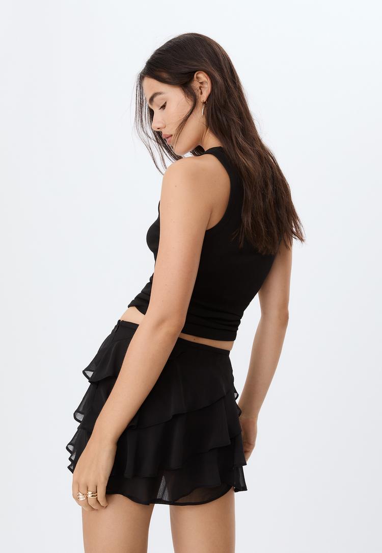 falda pantalon mini volantes