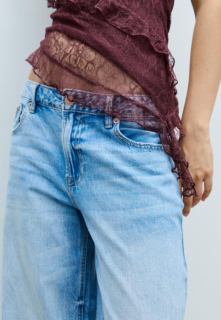 asymmetric lace top with ruffles