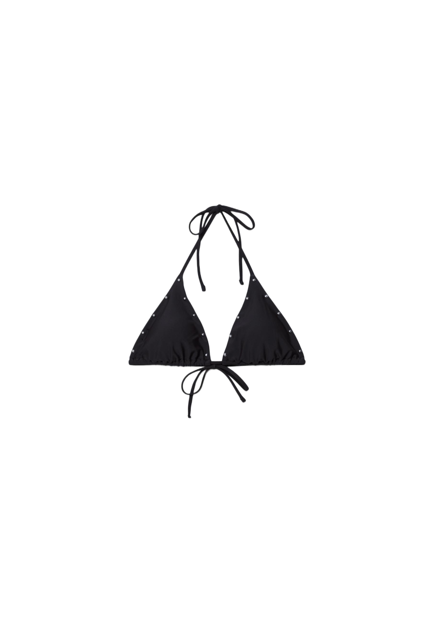Studded triangle bikini top — Black