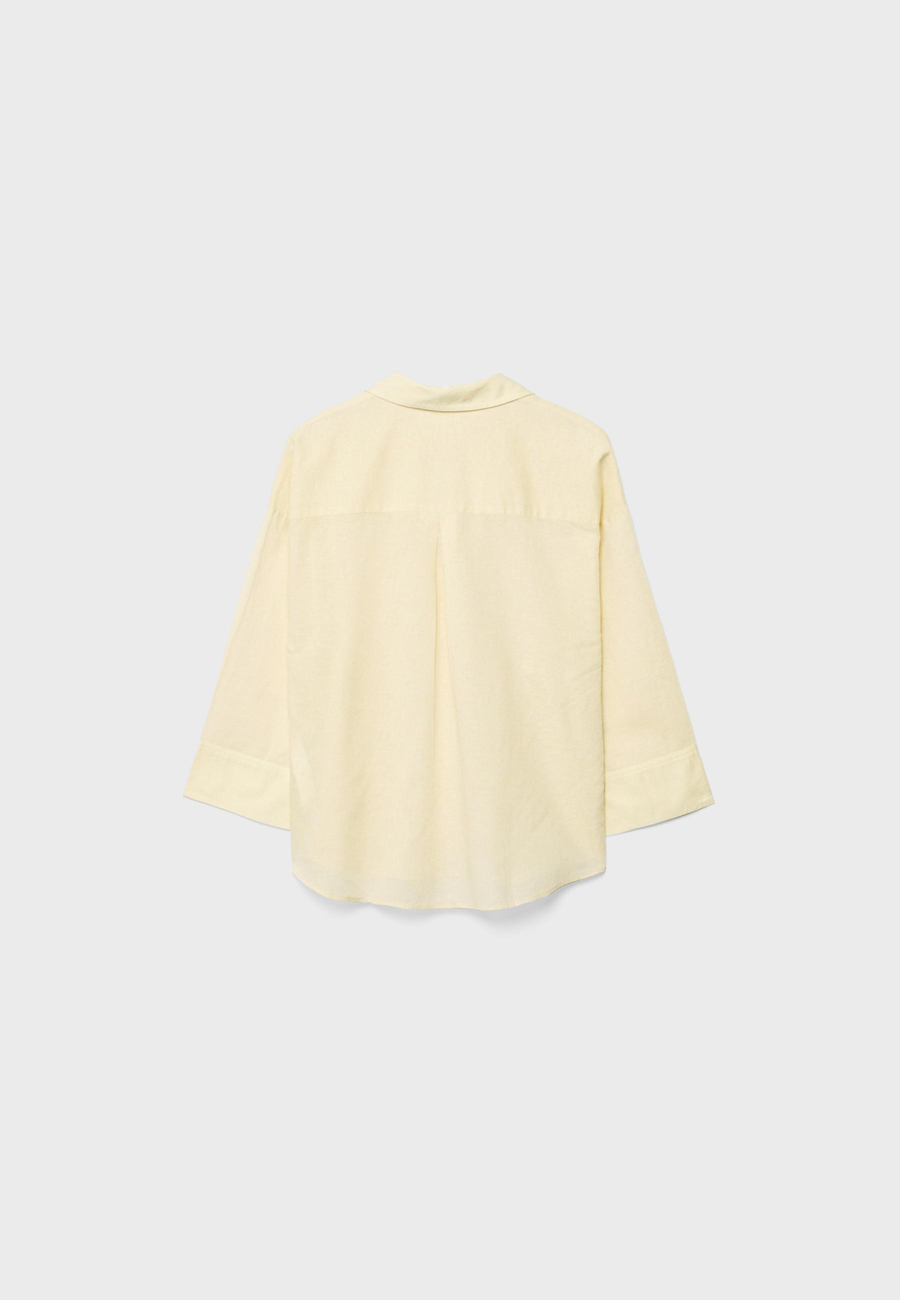 Linen-effect kimono sleeve shirt — Gold
