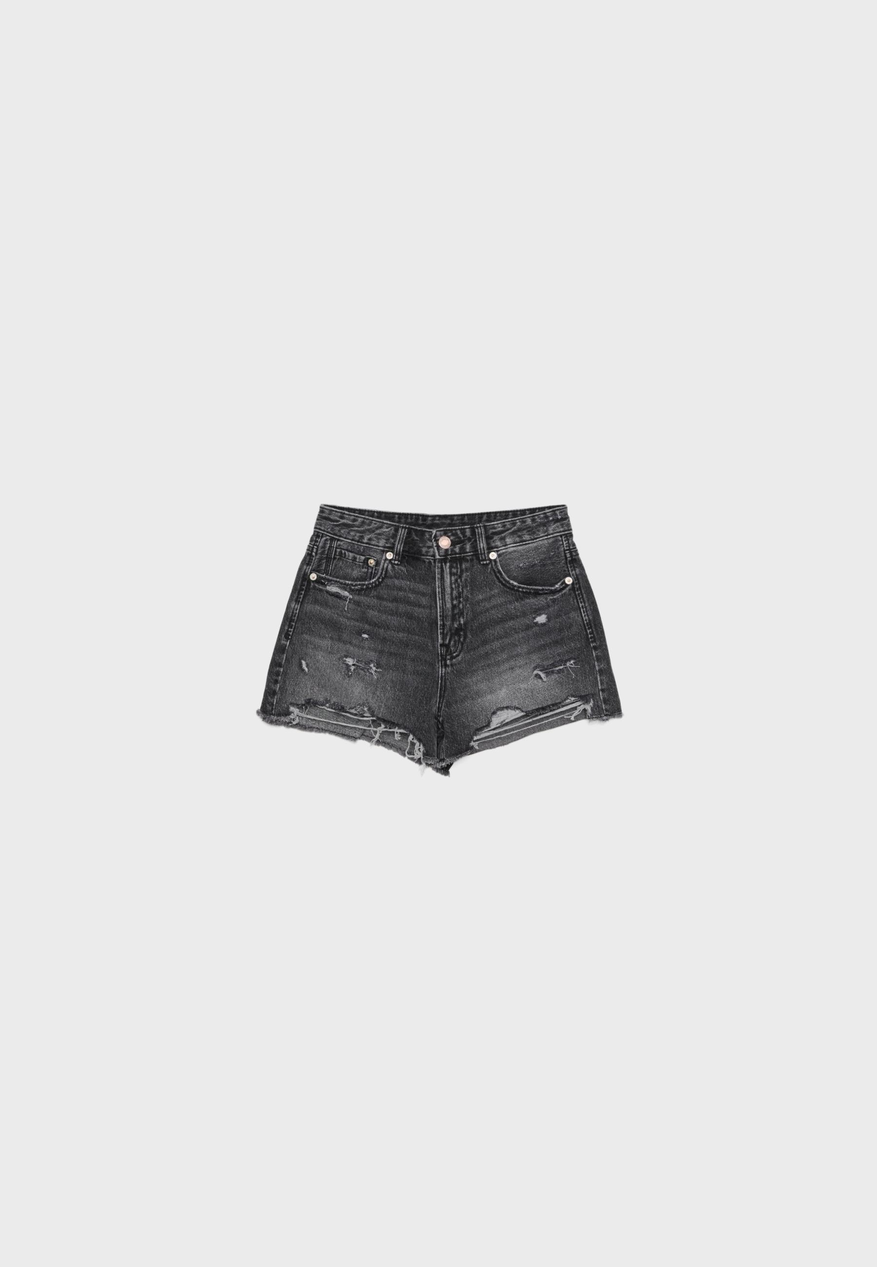 Stradivarius D75 distressed denim şort görsel 2