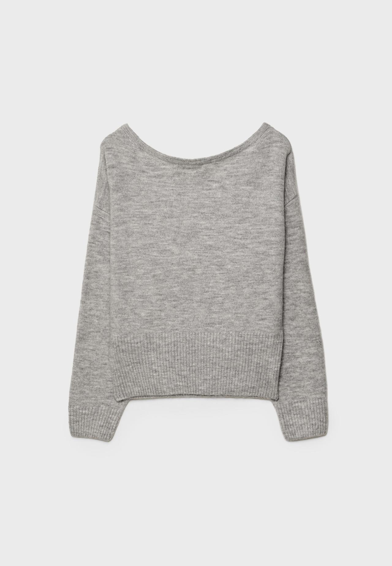Boat neck knit jumper — Grey melange