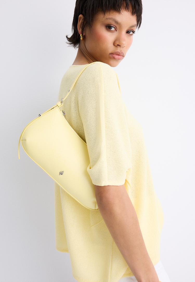 Stradivarius Prodloužená Taška Přes Rameno S Očky Pastel Yellow Os