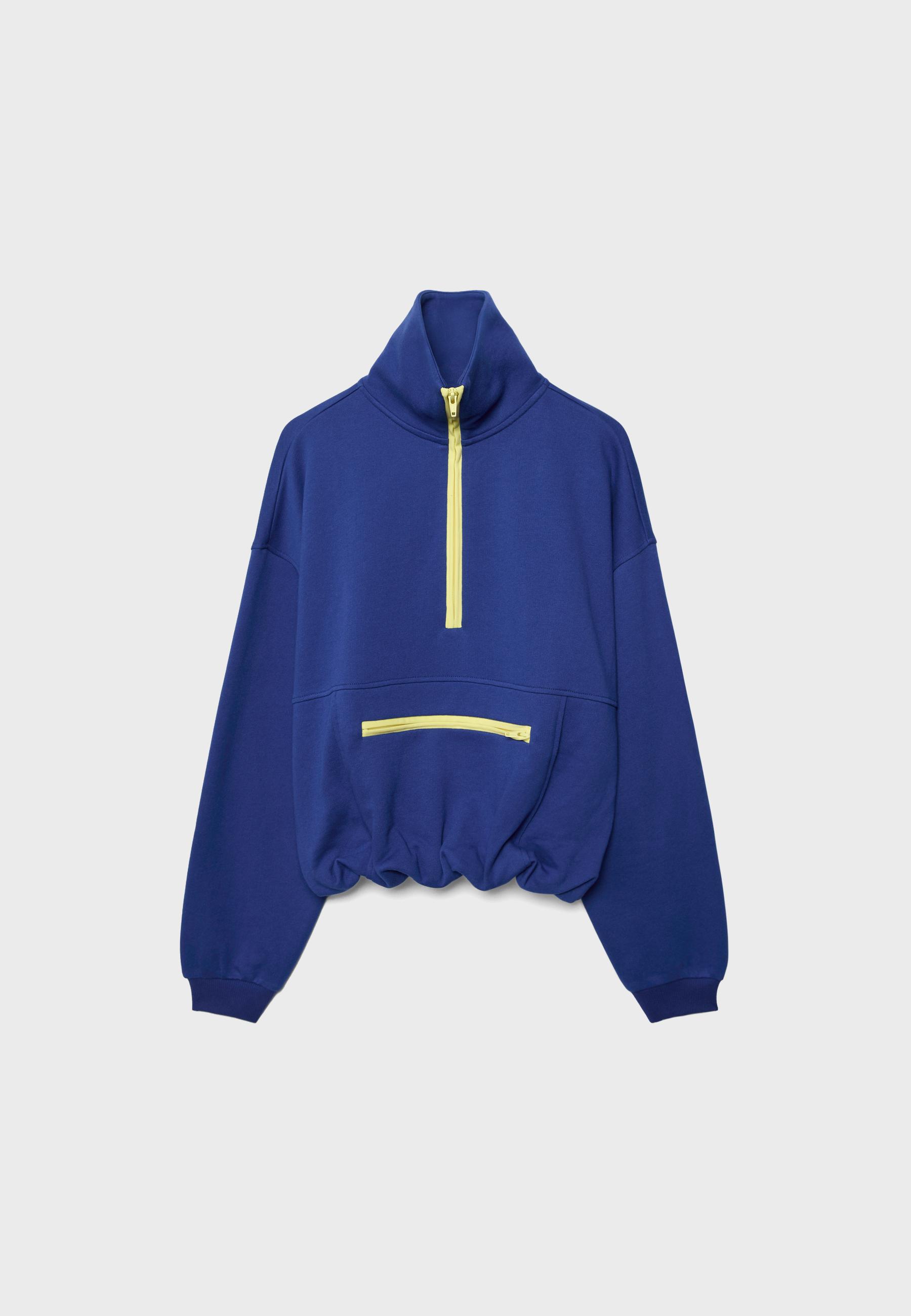 Contrast zip sweatshirt — Royal blue