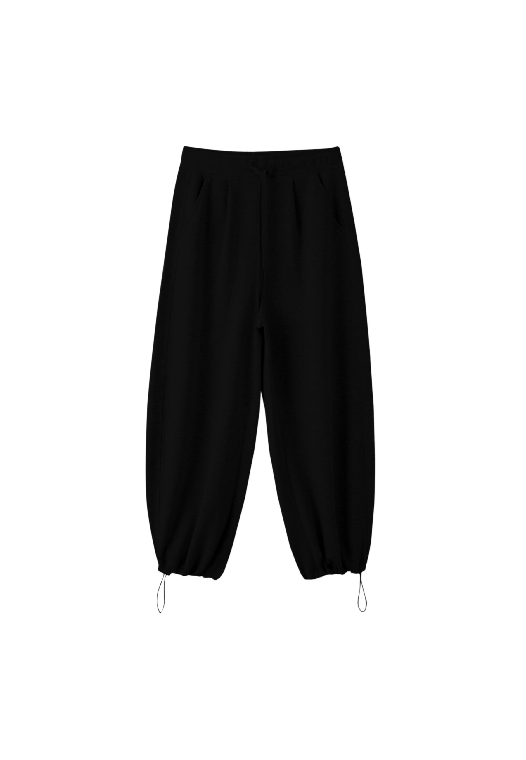 Soft-touch barrel joggers with stoppers — Black