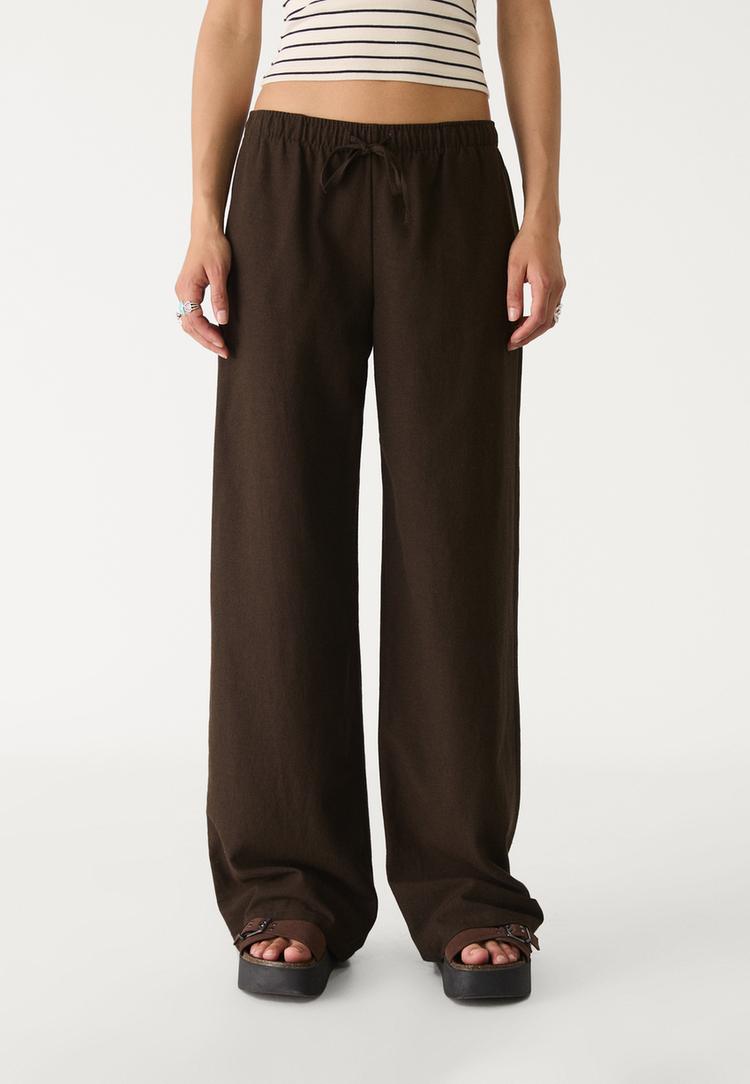 pantalon cordones con lino