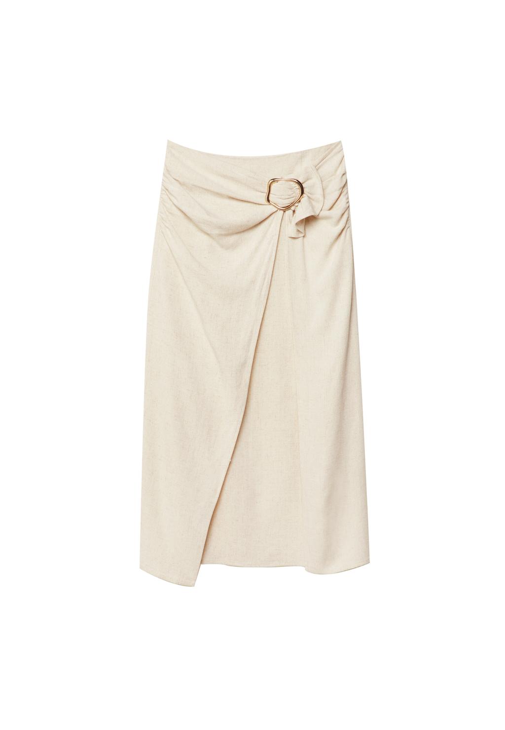 Jupe midi en lin avec boucle