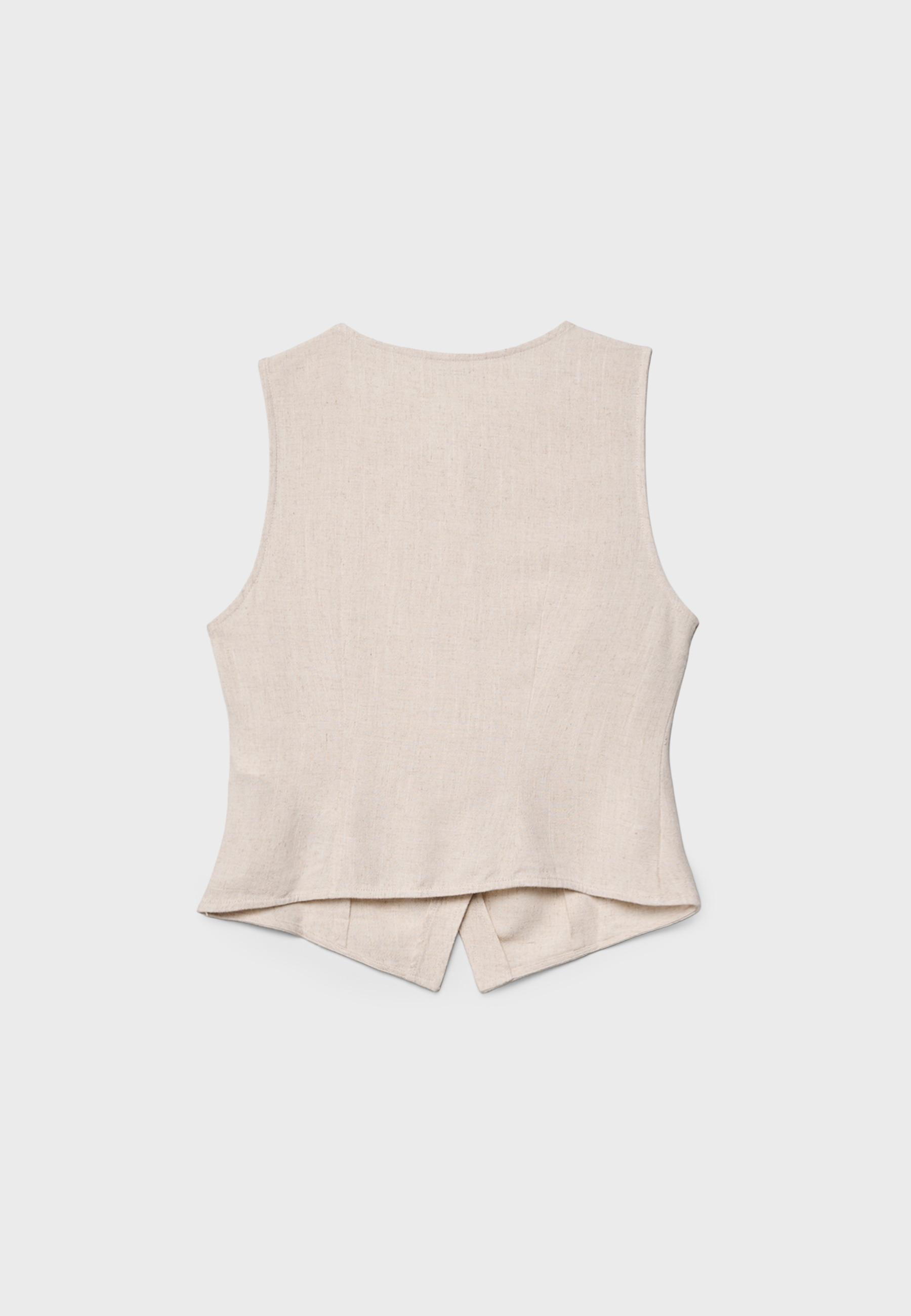Sleeveless top with buttons — Stone