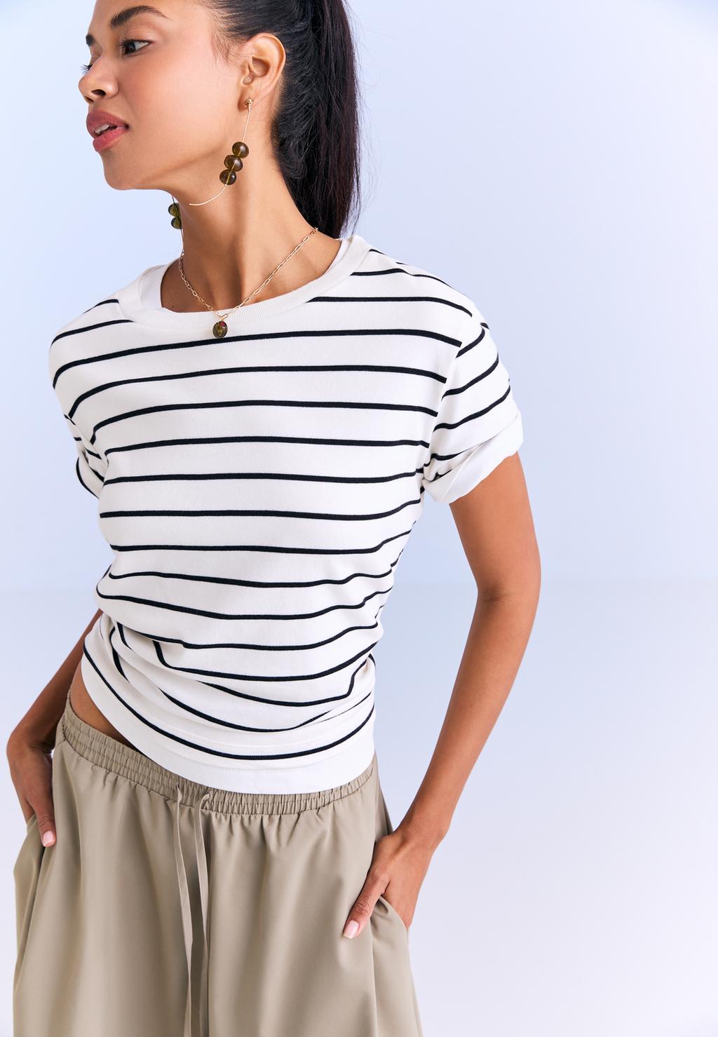 Camiseta básica regular fit heavy weight rayas