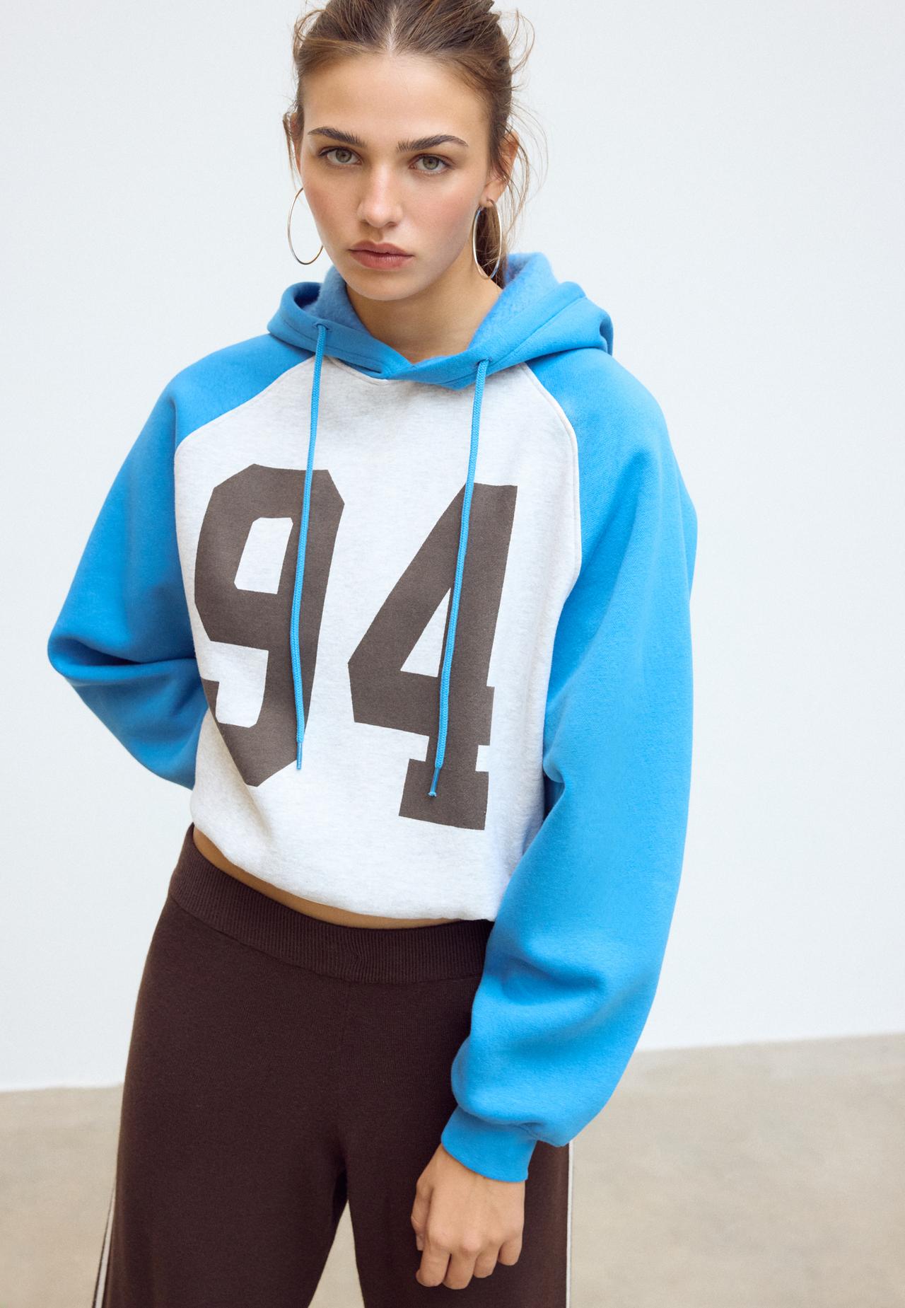 Raglan sleeve hooded sweatshirt — Brown