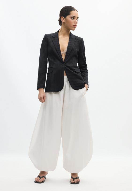 Basic çizgili blazer ceket