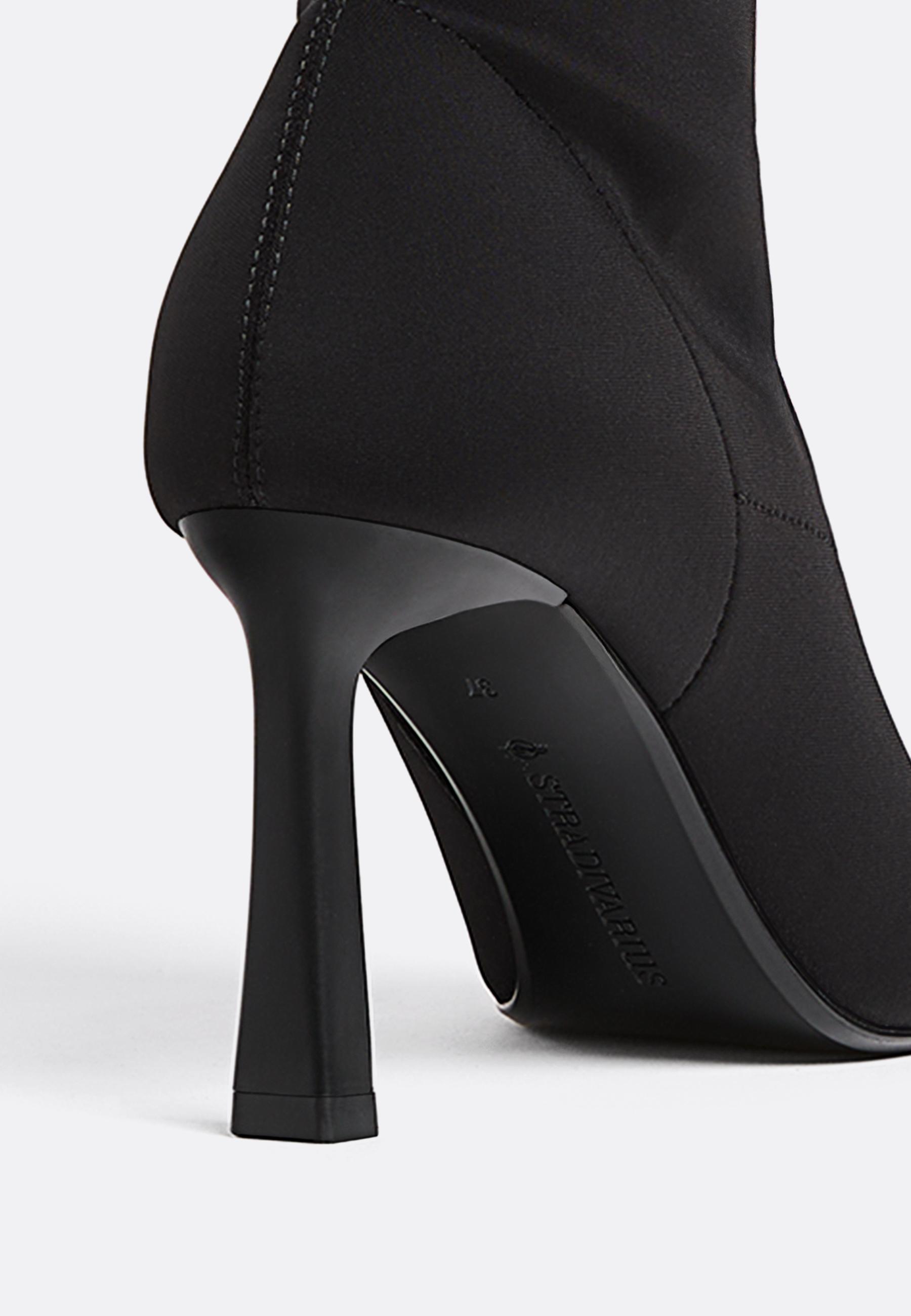 Fabric ankle boots with stiletto heel — BLACK