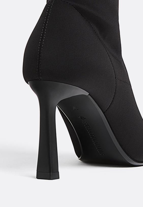 Stradivarius Fabric Ankle Boots With Stiletto Heel Black 8