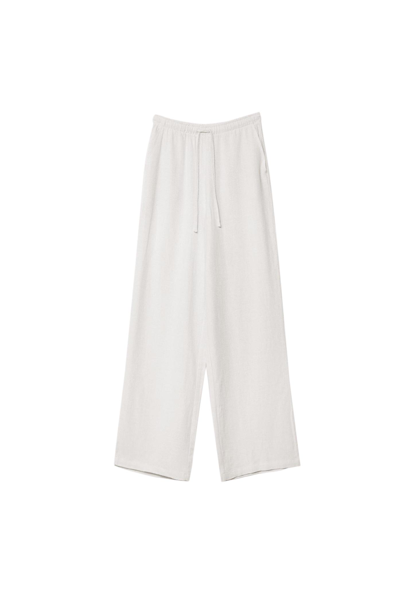 Keten görünümlü dökümlü pantolon - Görsel 26