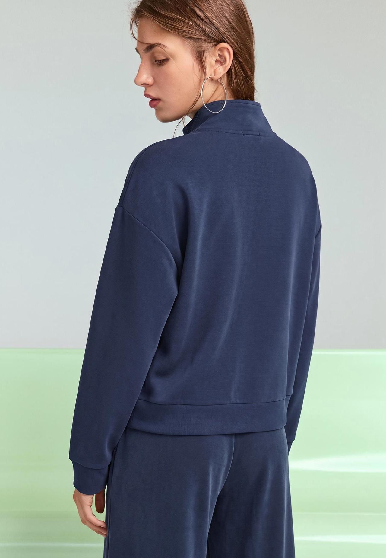 Soft-touch sweatshirt with zip — Dark blue