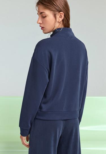 Soft-touch sweatshirt with zip — Dark blue 5