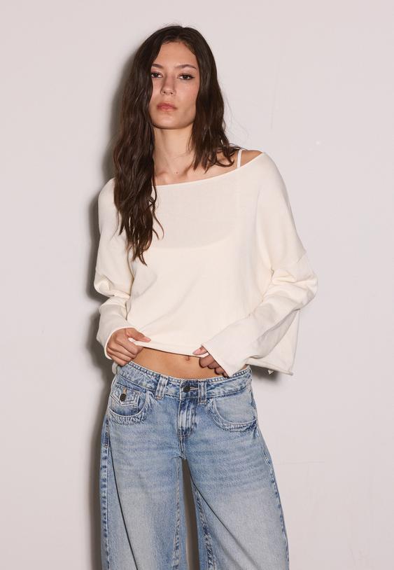 jersey crop cuello barco