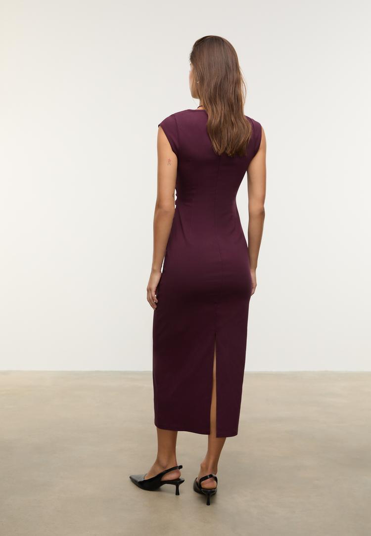 vestido midi frunces