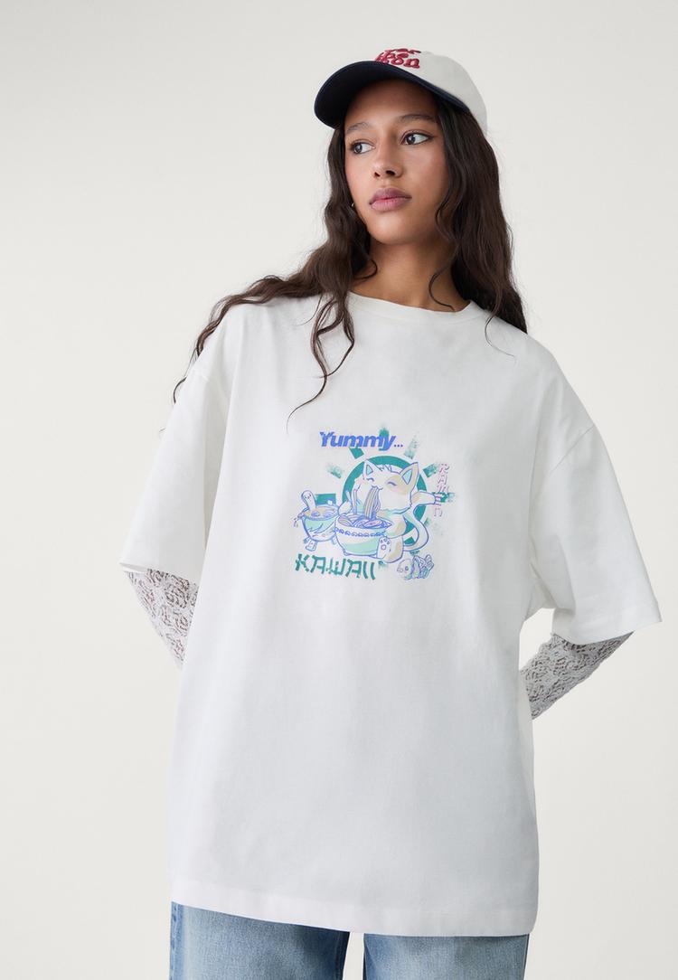 camiseta oversize heavy cotton estampado