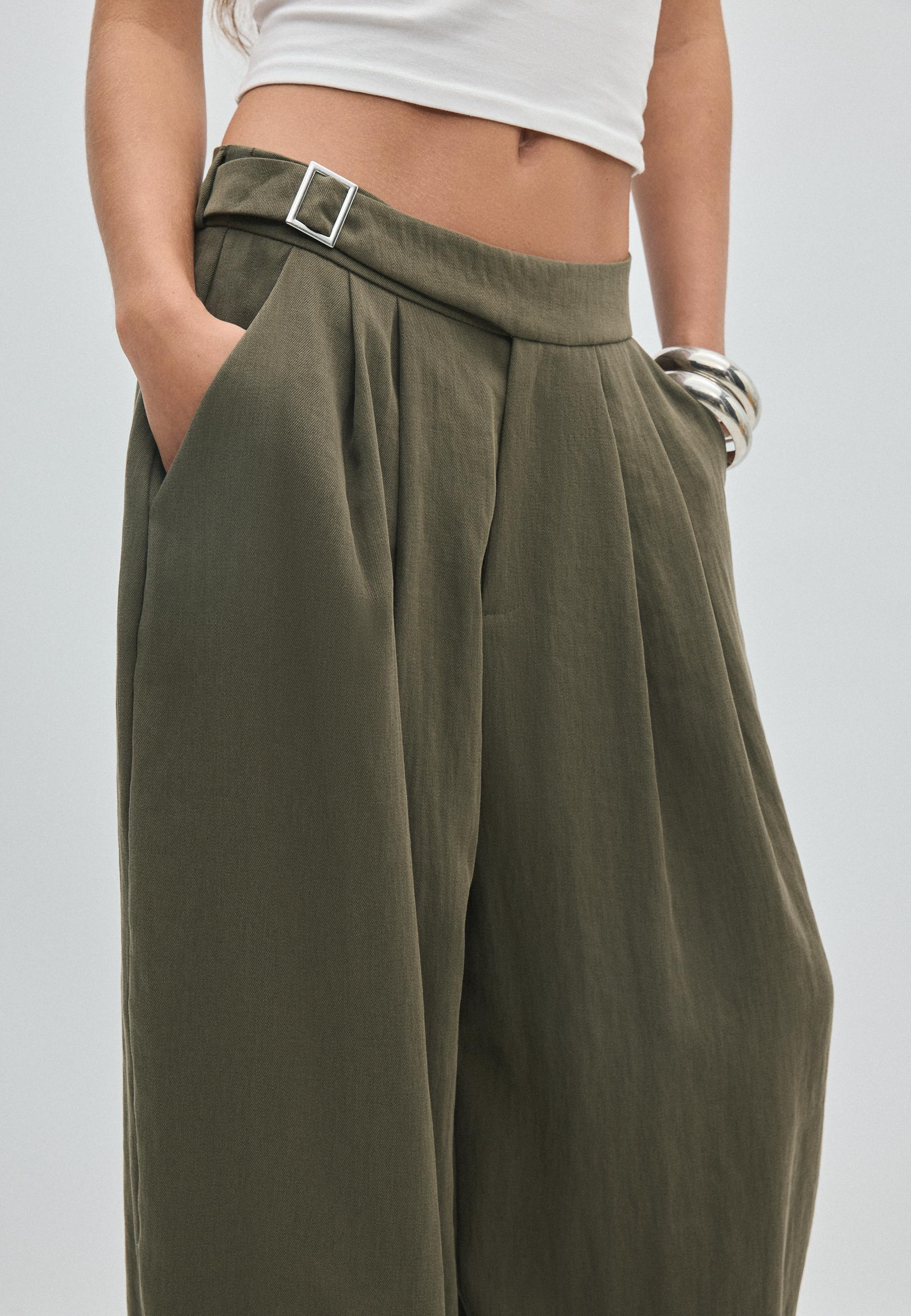 Sarouel trousers with buckle — Khaki